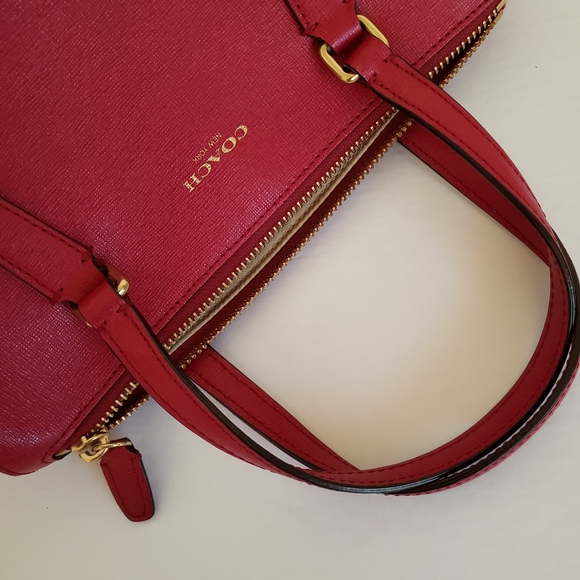 Coach Red/Burgundy Satchel Crossbody Bag - Excellent Condition - Picture 9 of 15
